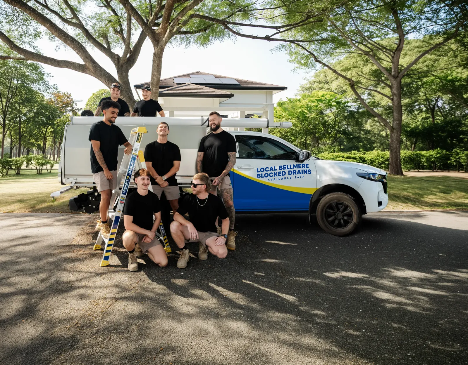 Local Bellmere Blocked Drains ute and team